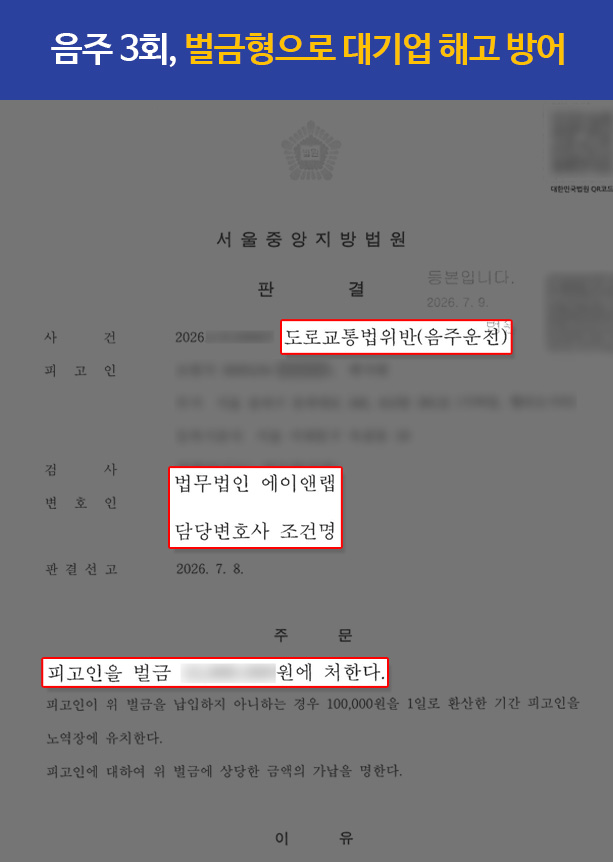 판결문 260721 음주3진 벌금형